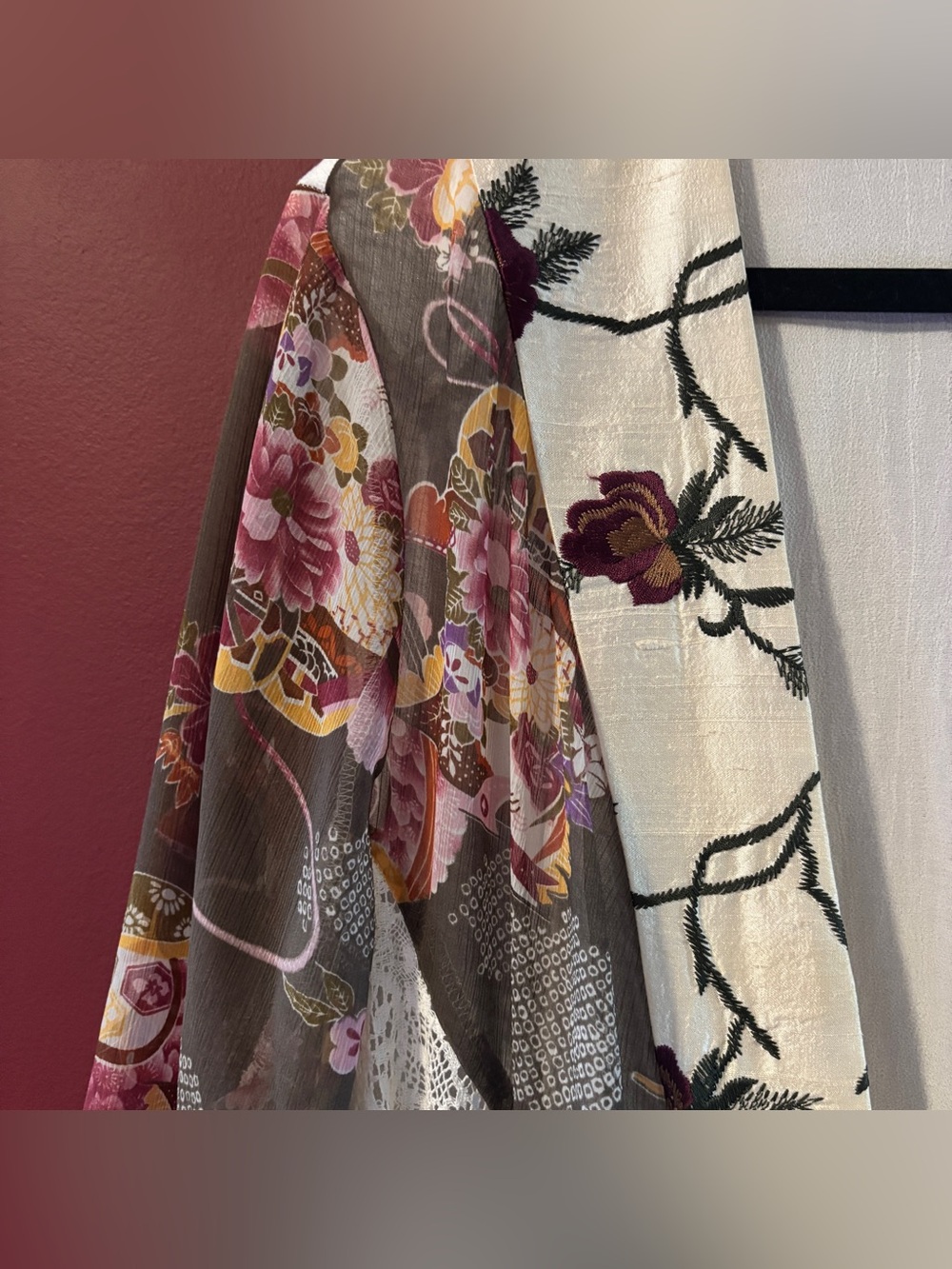Vintage Spencer Alexis 3X Romantic Lace Embroidered Festival Kimono Silk Blend - Picture 4 of 7